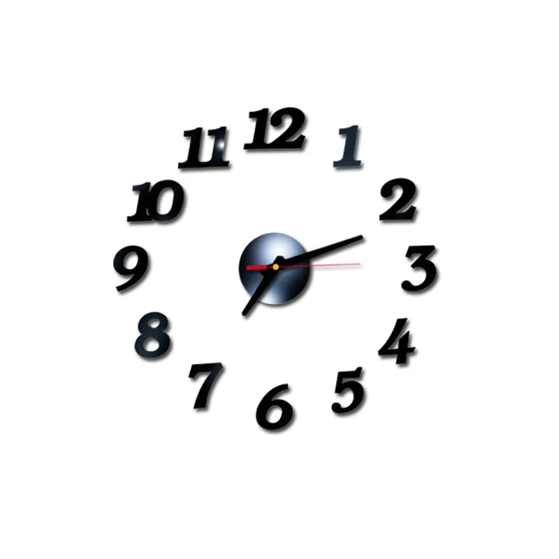 1Set DIY Digital Wall Clock 3D Mirror Surface Sticker Silent Clock Home Office Decor Wall Clock for Bedroom Office