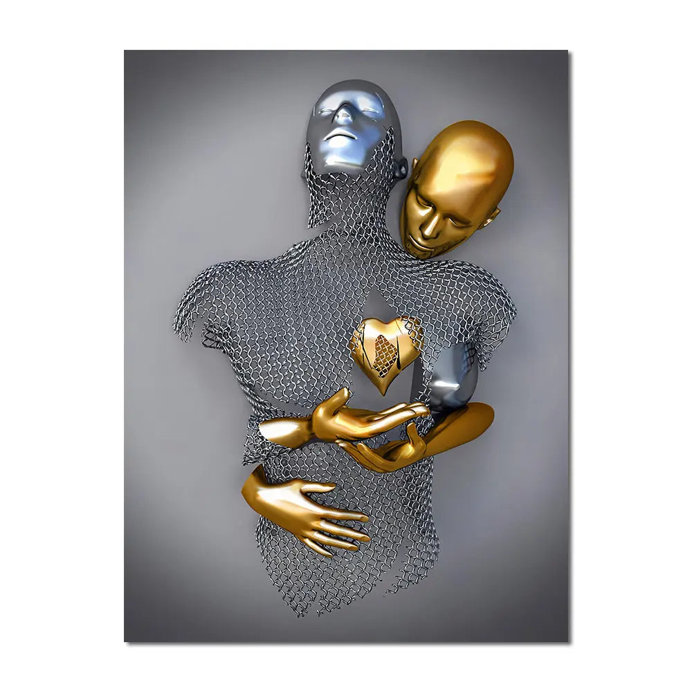 Metal Figure Statue Art Canvas Painting Romantic Abstract Posters and Prints Wall Pictures Modern Living Room Home Decoration