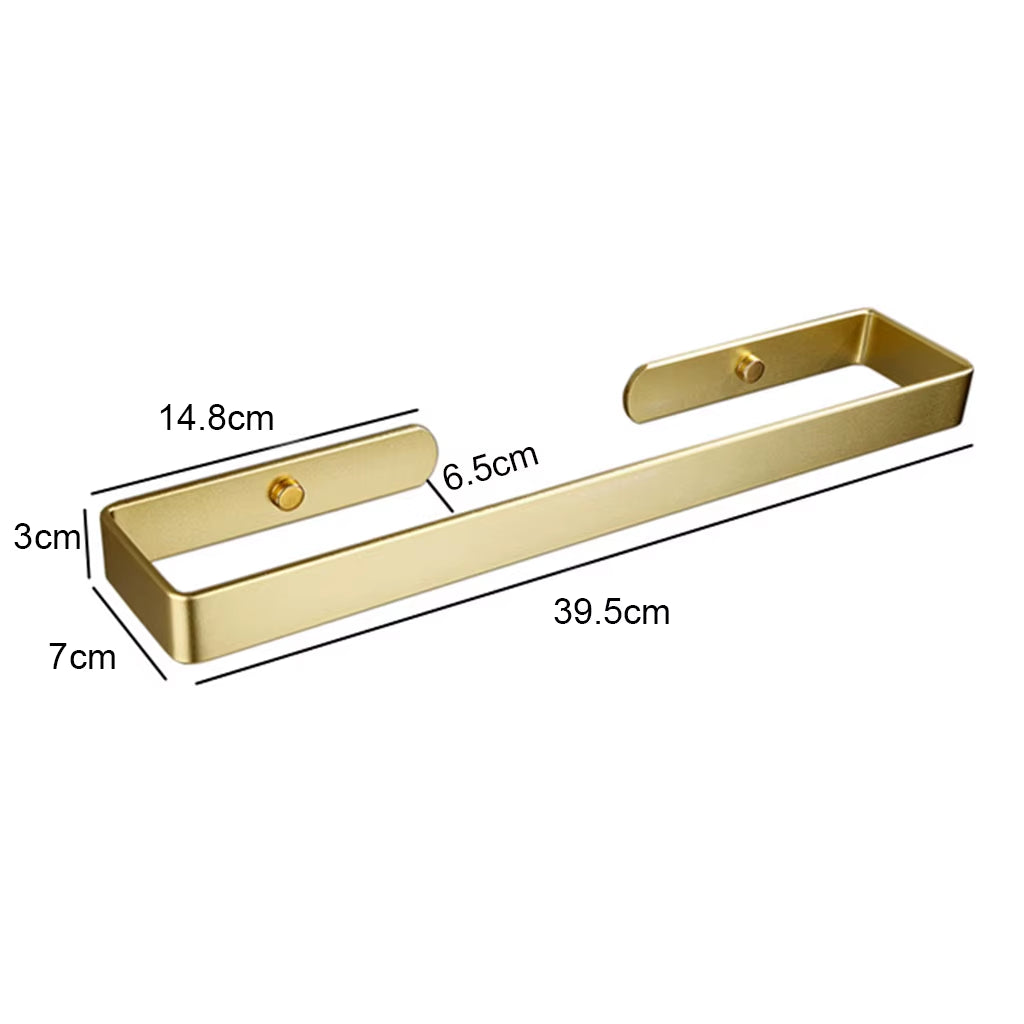 Golden Bathroom Towel Holder Rack Bar Kitchen Roll Paper Hand Towel Hanger Self Adhesive Storage Shelf Home Organizer No Drill