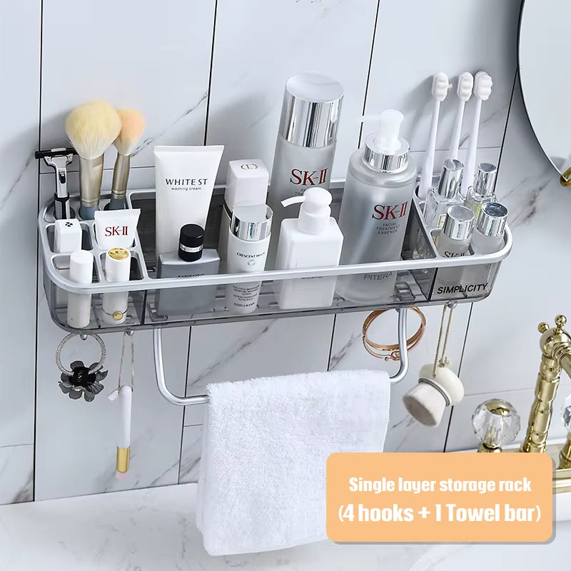 MUSAMBAN Bathroom Shelves Storage Organizer Rack Shower Shelf Wall Mount Shampoo Towel Bar Corner Holder Kitchen Accessories