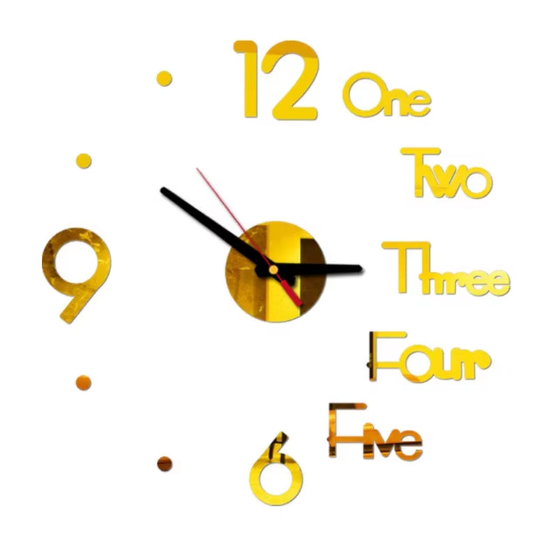 1Set DIY Digital Wall Clock 3D Mirror Surface Sticker Silent Clock Home Office Decor Wall Clock for Bedroom Office