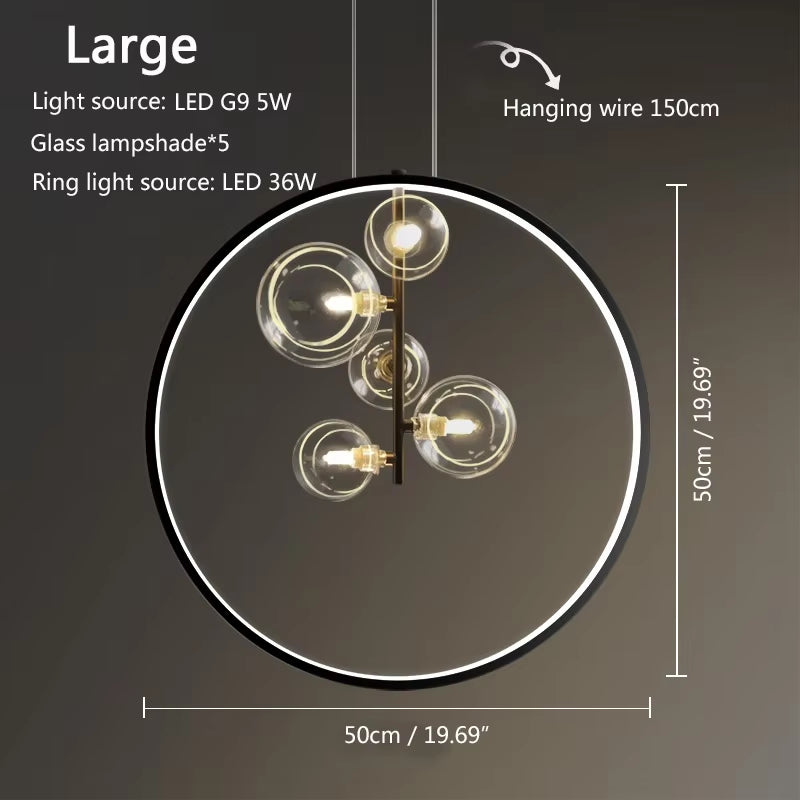 Round Glass Bubbles Chandelier for Living Room Dining Room Kitchen Table Bedroom Modern Glass Ball Pendant Lights Black