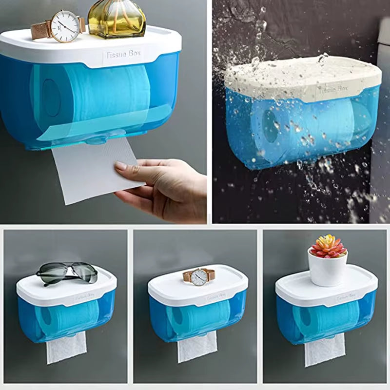 Punch-Free Toilet Paper Box Tissue Box Waterproof Mobile Phone Storage Toilet Paper Storage Rack Tissue Bathroom Supplies