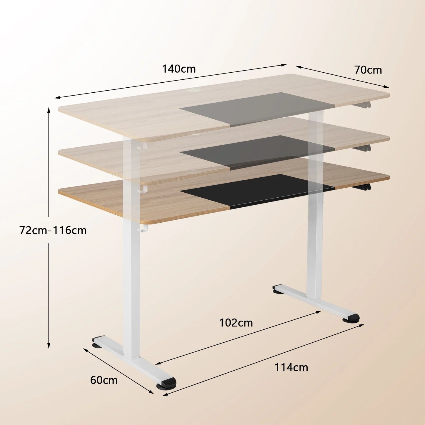 Height Adjustable Home Office Computer Desk with Headphone Hook