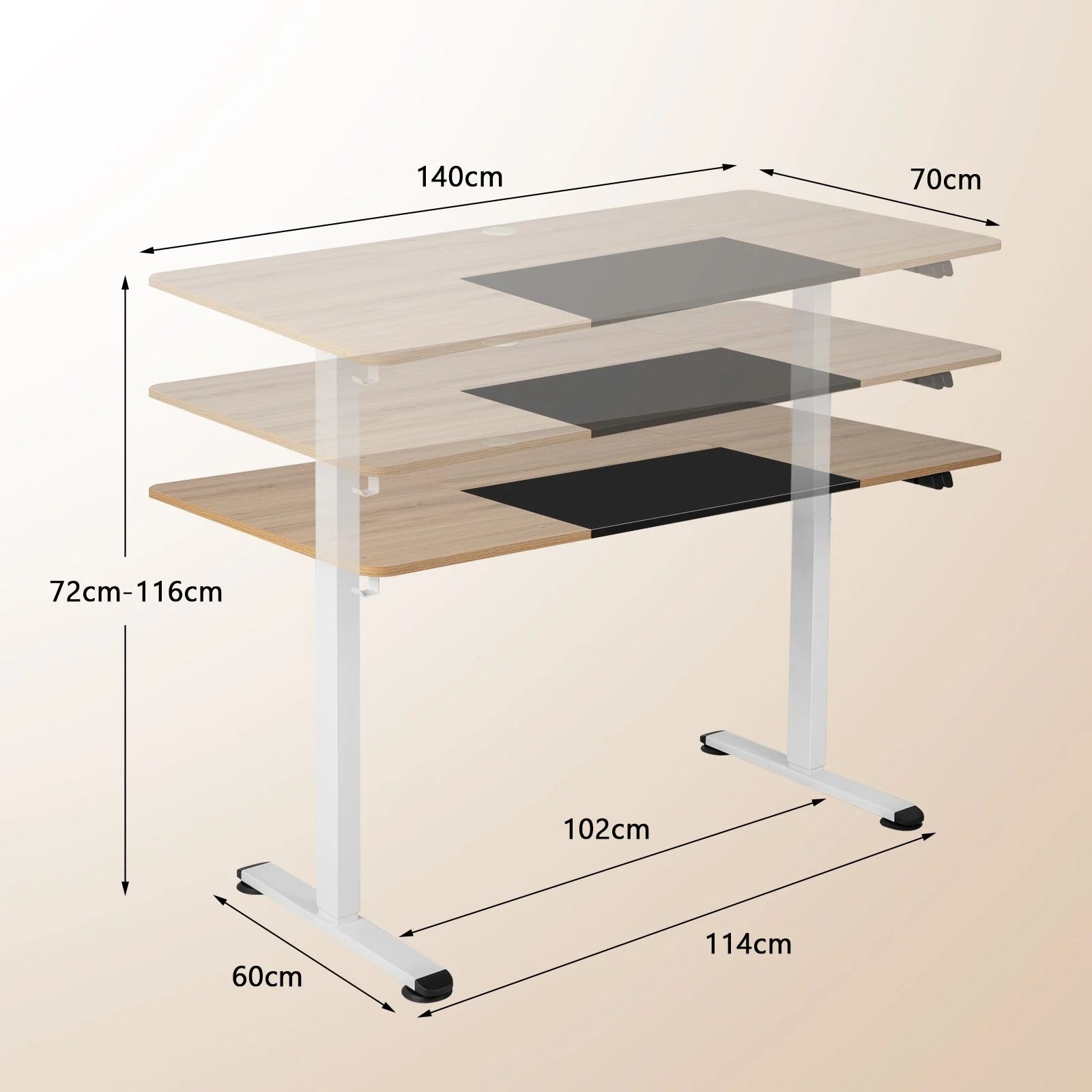 Height Adjustable Home Office Computer Desk with Headphone Hook