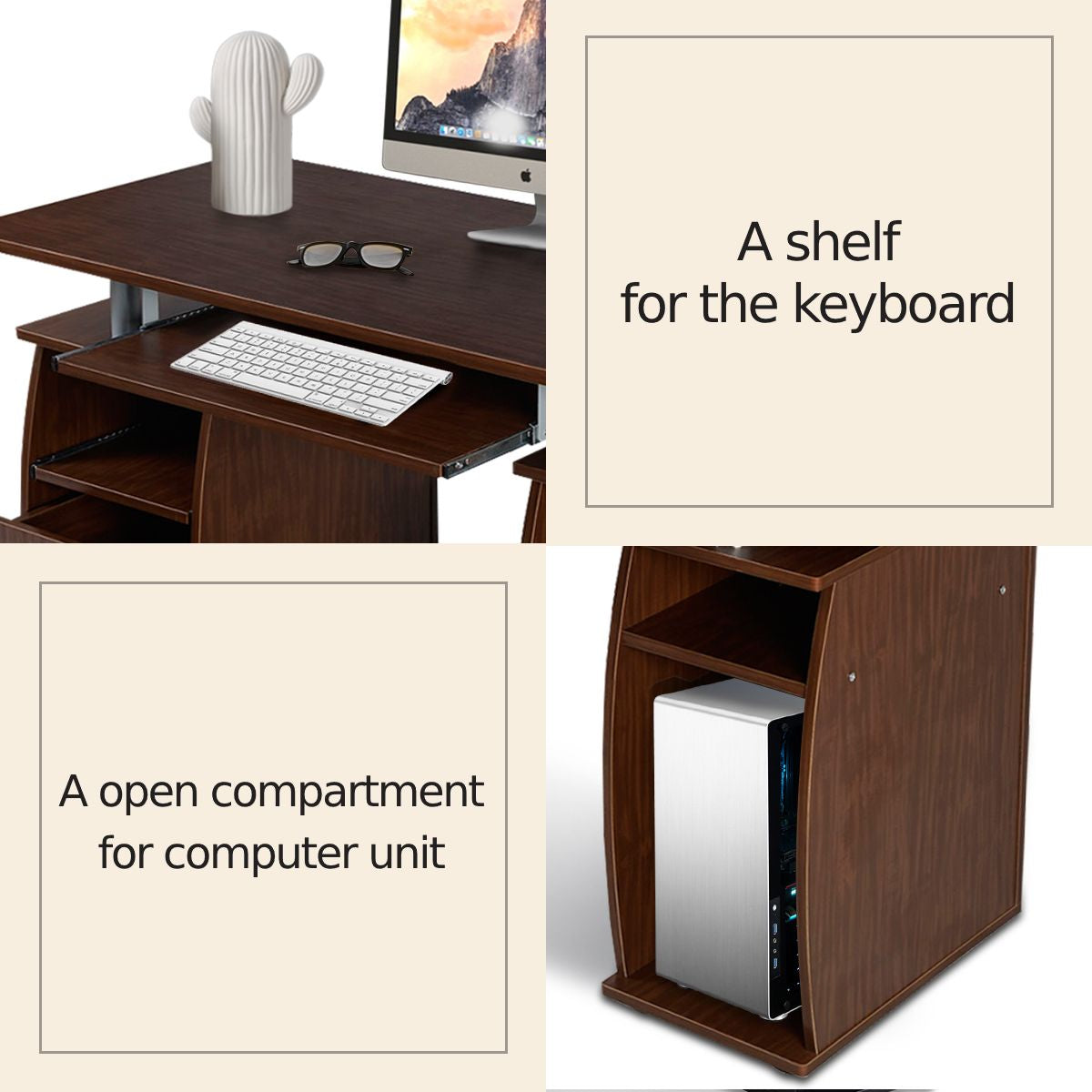 Office Workstation with 2 Drawers and Sliding Keyboard Tray