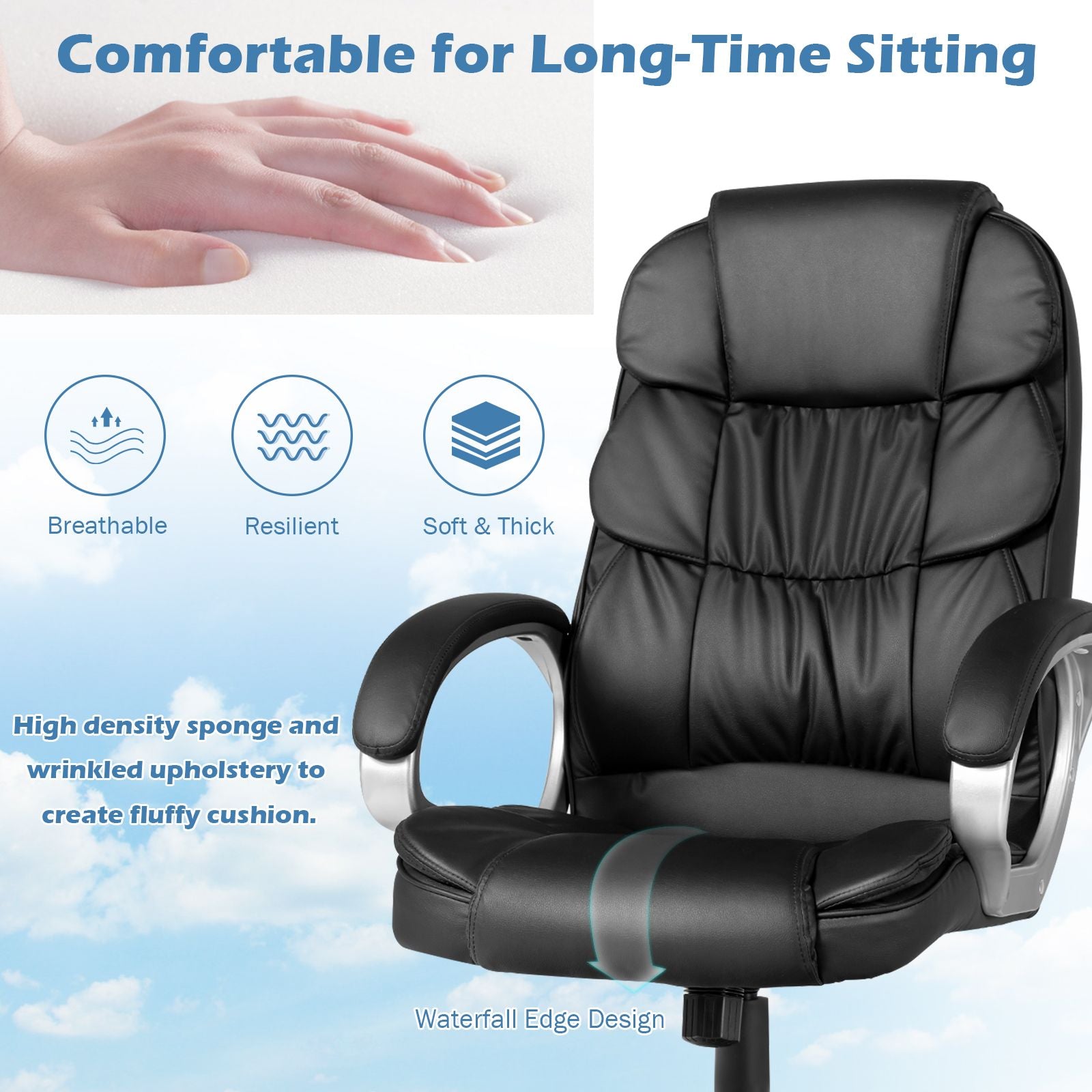 Executive Office Chair with Adjustable Height for Home Office Meeting Room