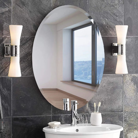 Voltsify Modern Frameless Oval Wall Mounted Mirror Bathroom Mirror Toilet Mirror Makeup Mirror