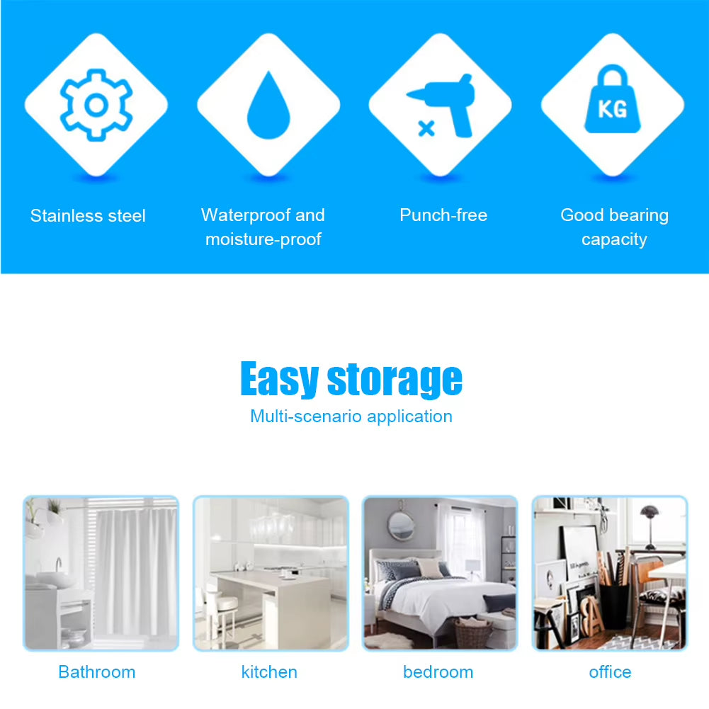 Stainless Steel Storage Rack Punch-Free Singer Layer Triangle Wall Mounted Shelf Holder for Bathroom Kitchen Bedroom