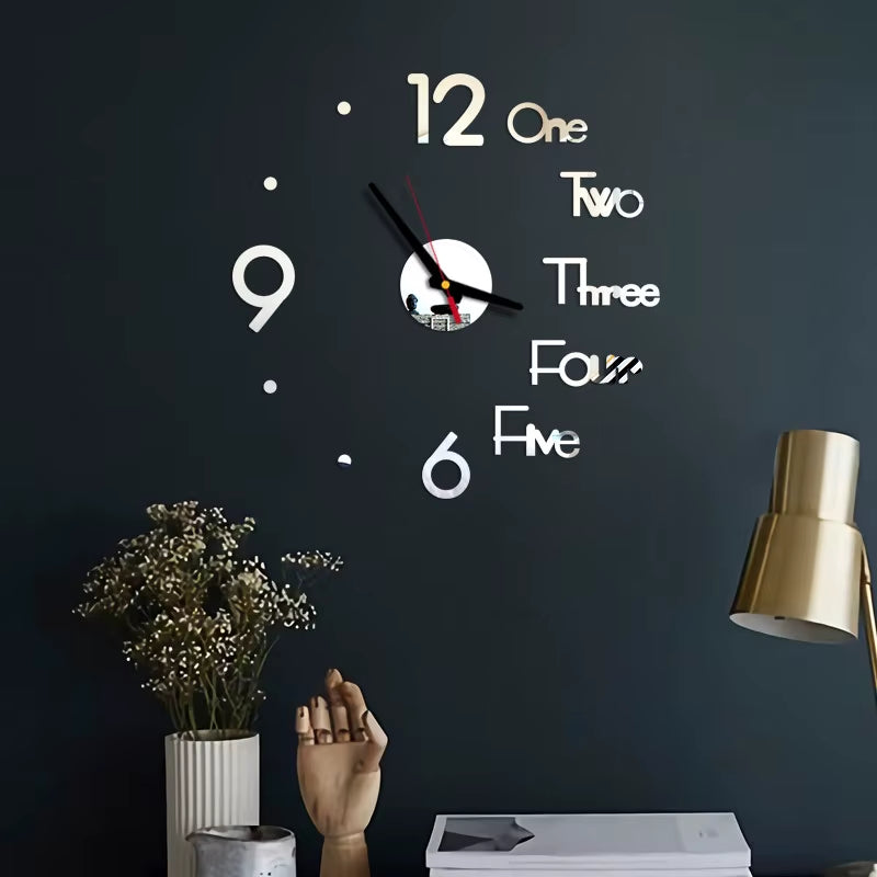 1Set DIY Digital Wall Clock 3D Mirror Surface Sticker Silent Clock Home Office Decor Wall Clock for Bedroom Office
