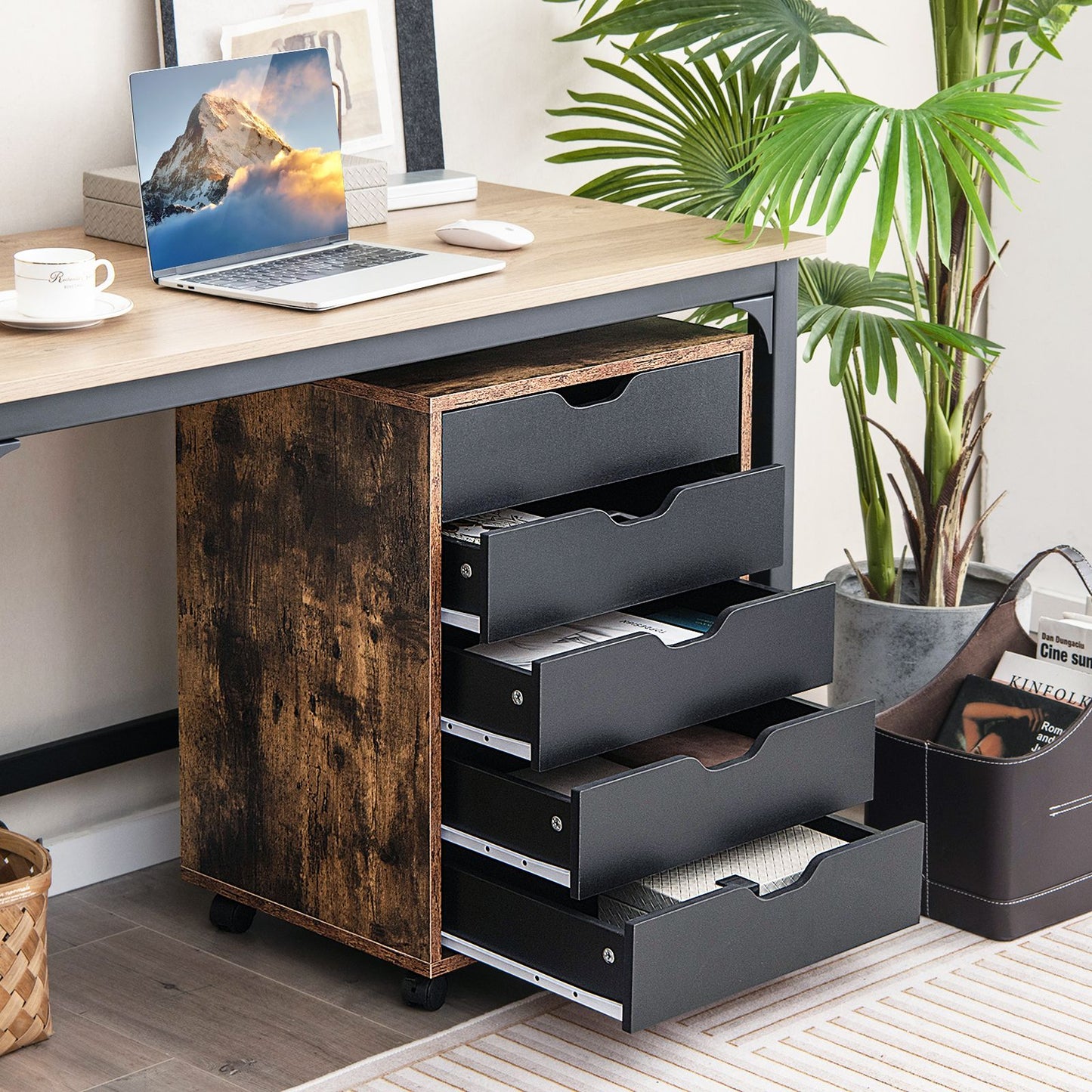 5 Drawer Chest with Wheels for Home and Office