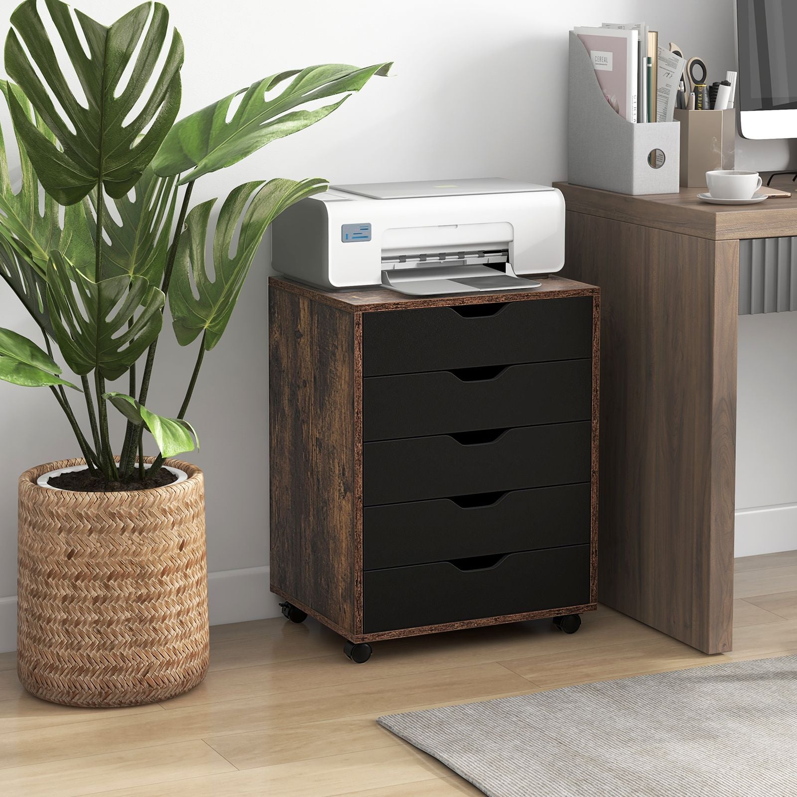 5 Drawer Chest with Wheels for Home and Office