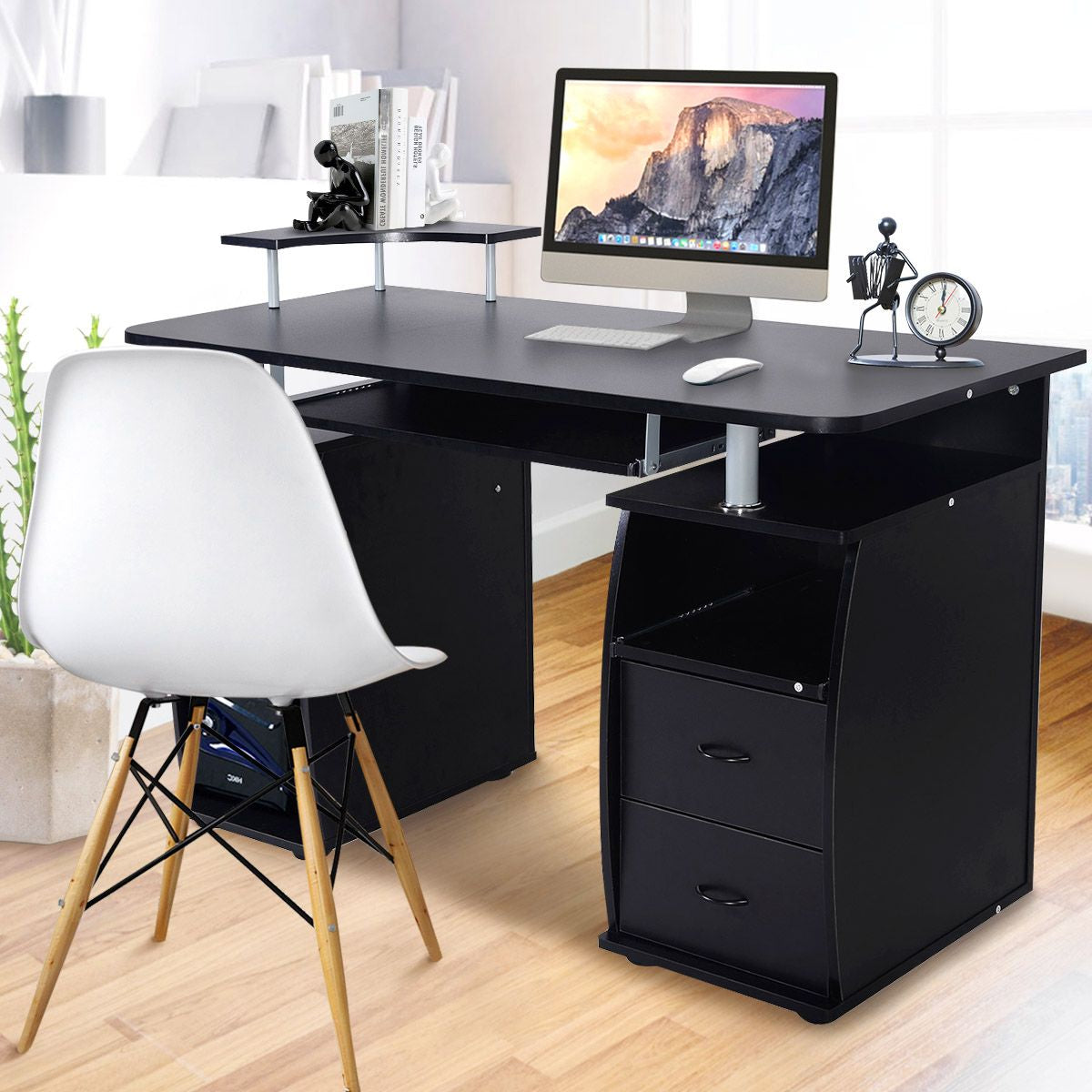 Office Workstation with 2 Drawers and Sliding Keyboard Tray