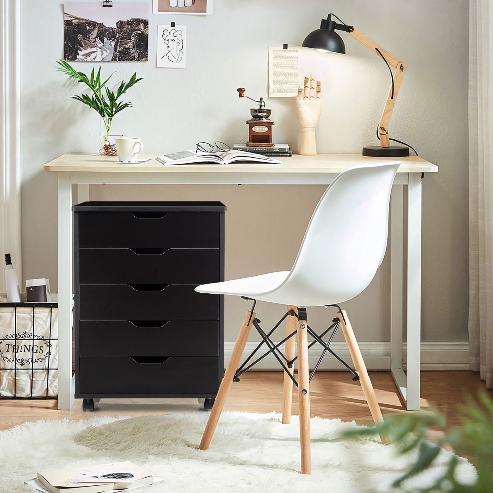 5 Drawer Chest with Wheels for Home and Office