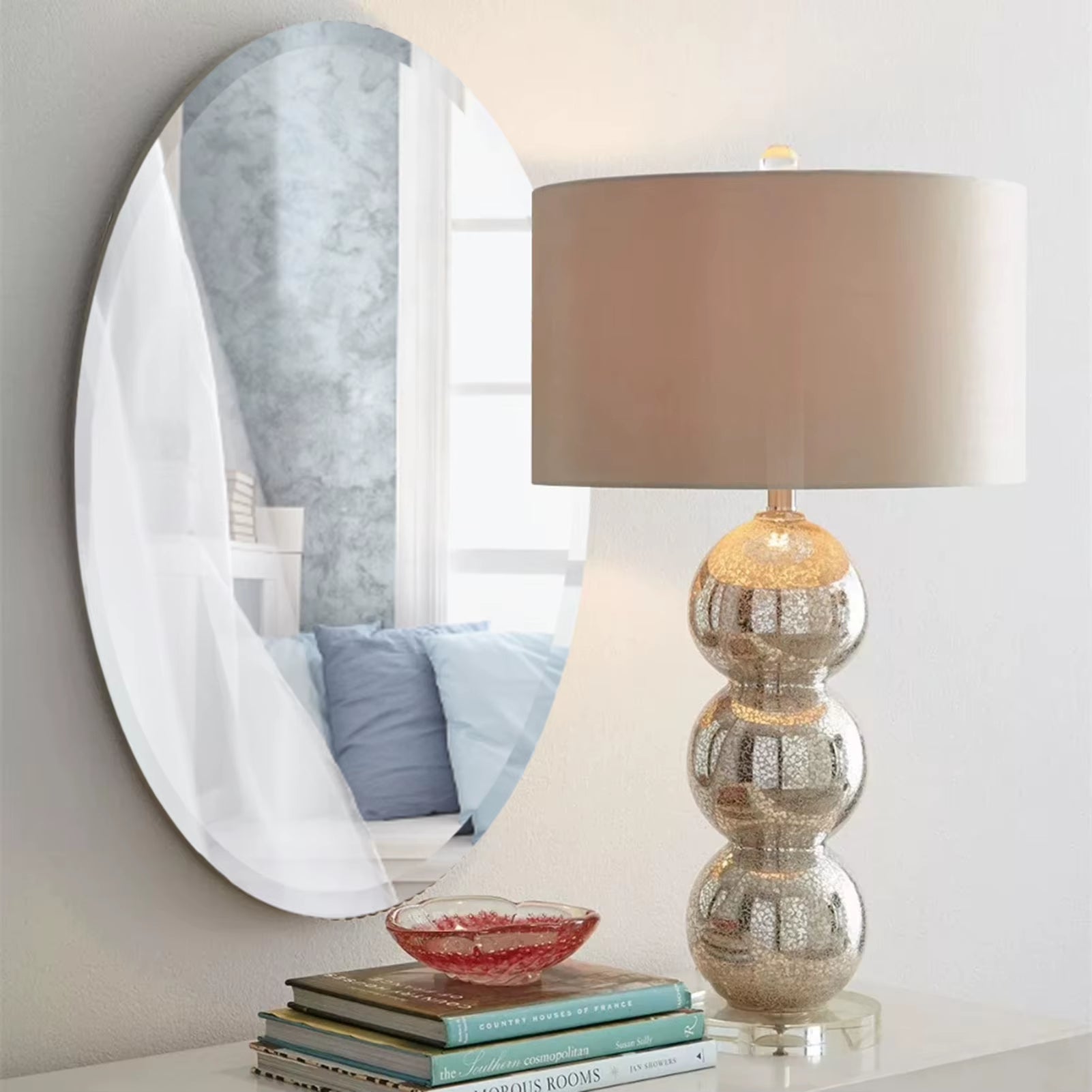Voltsify Modern Frameless Oval Wall Mounted Mirror Bathroom Mirror Toilet Mirror Makeup Mirror