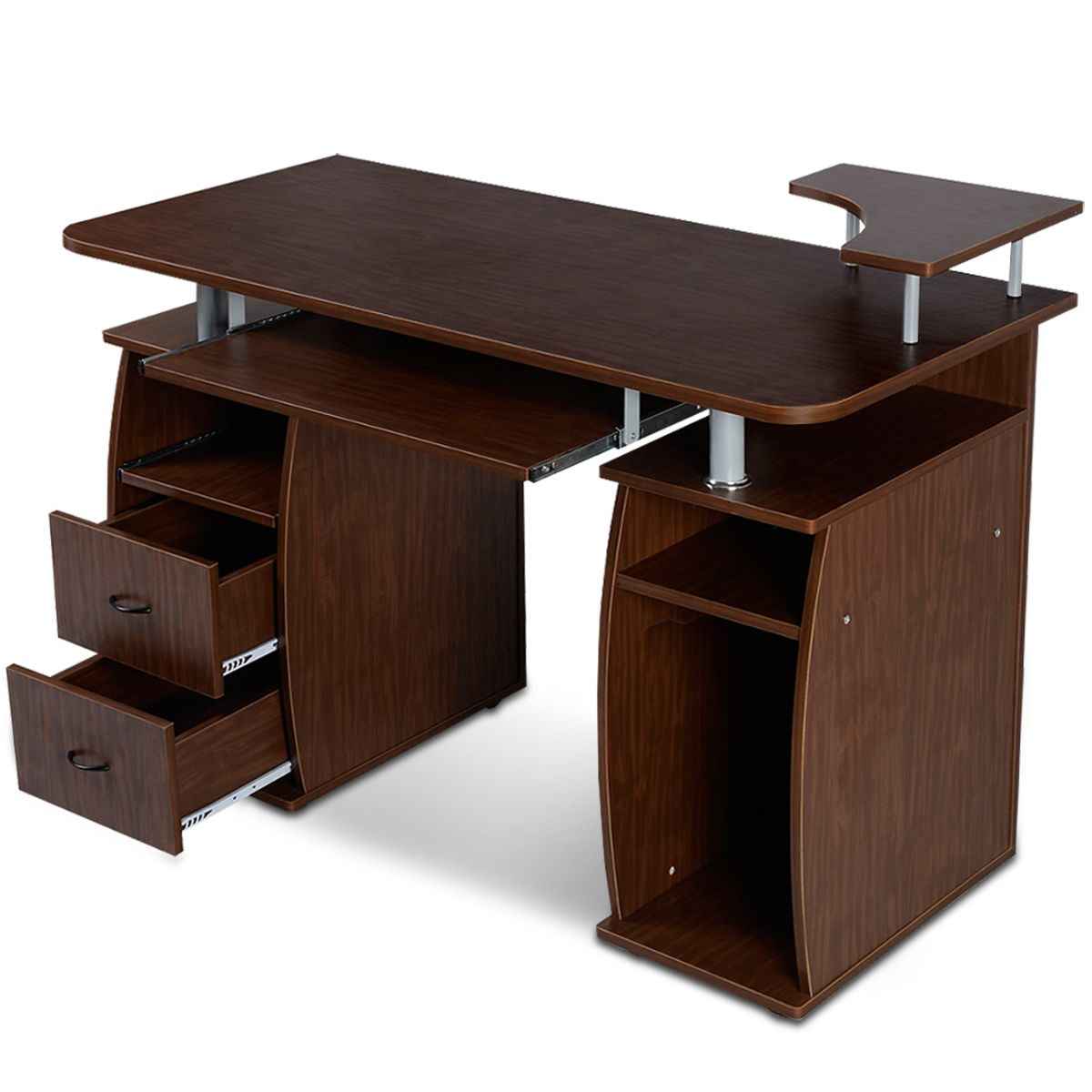 Office Workstation with 2 Drawers and Sliding Keyboard Tray