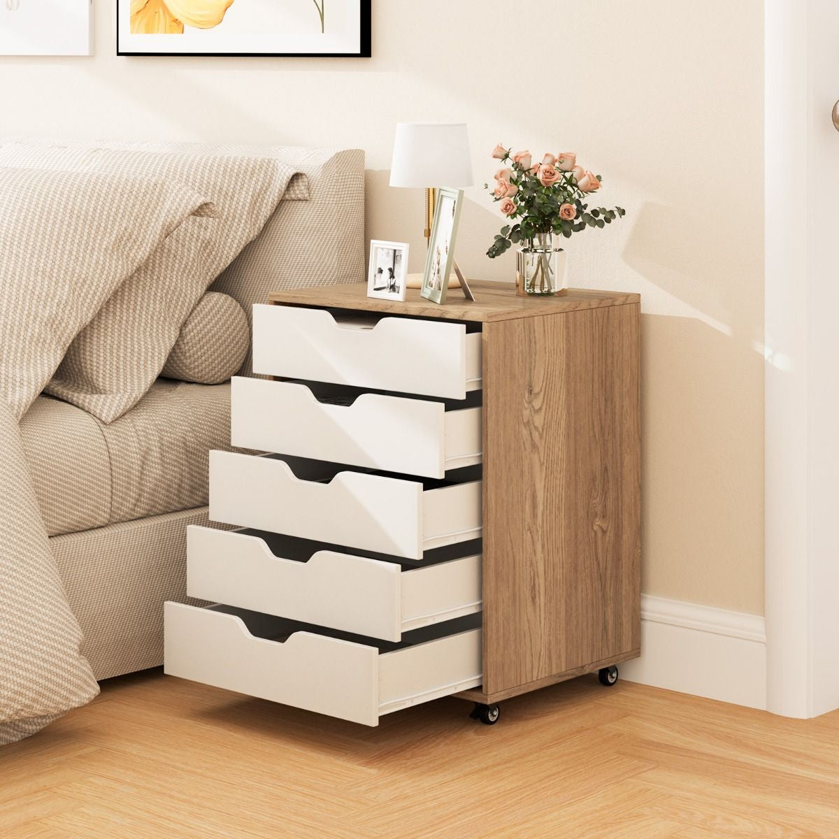 5 Drawer Chest with Wheels for Home and Office