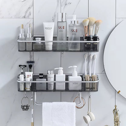 MUSAMBAN Bathroom Shelves Storage Organizer Rack Shower Shelf Wall Mount Shampoo Towel Bar Corner Holder Kitchen Accessories