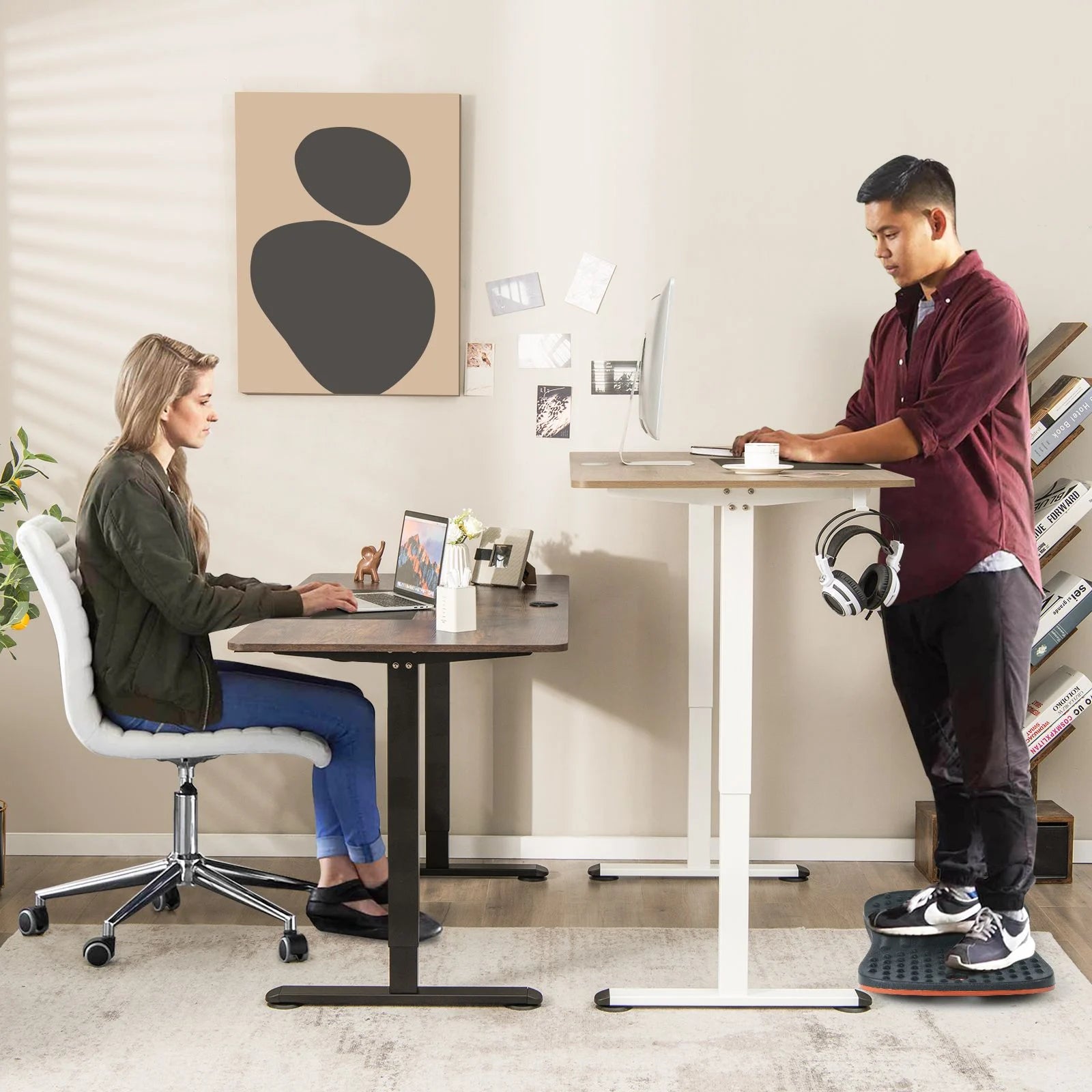 Height Adjustable Home Office Computer Desk with Headphone Hook