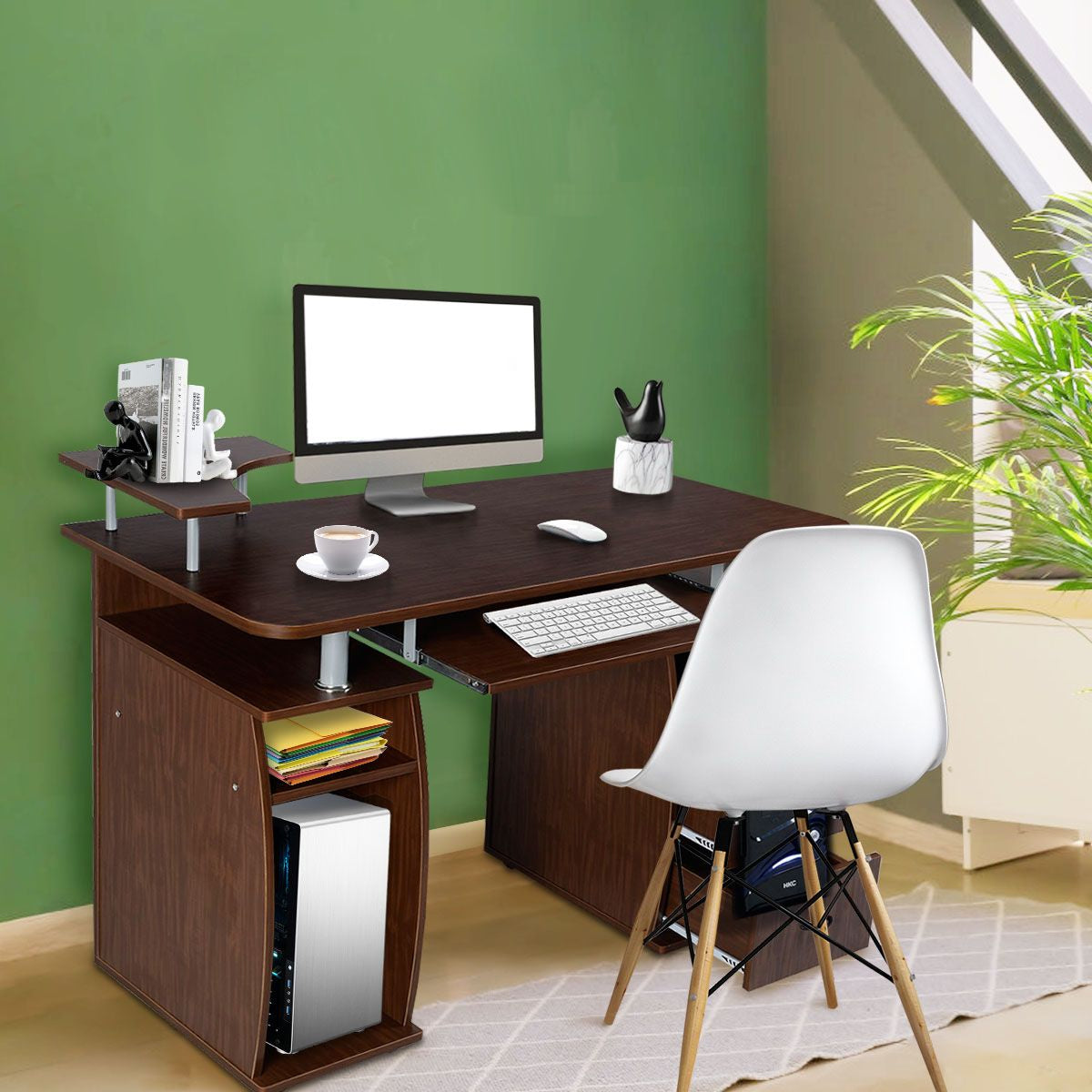 Office Workstation with 2 Drawers and Sliding Keyboard Tray