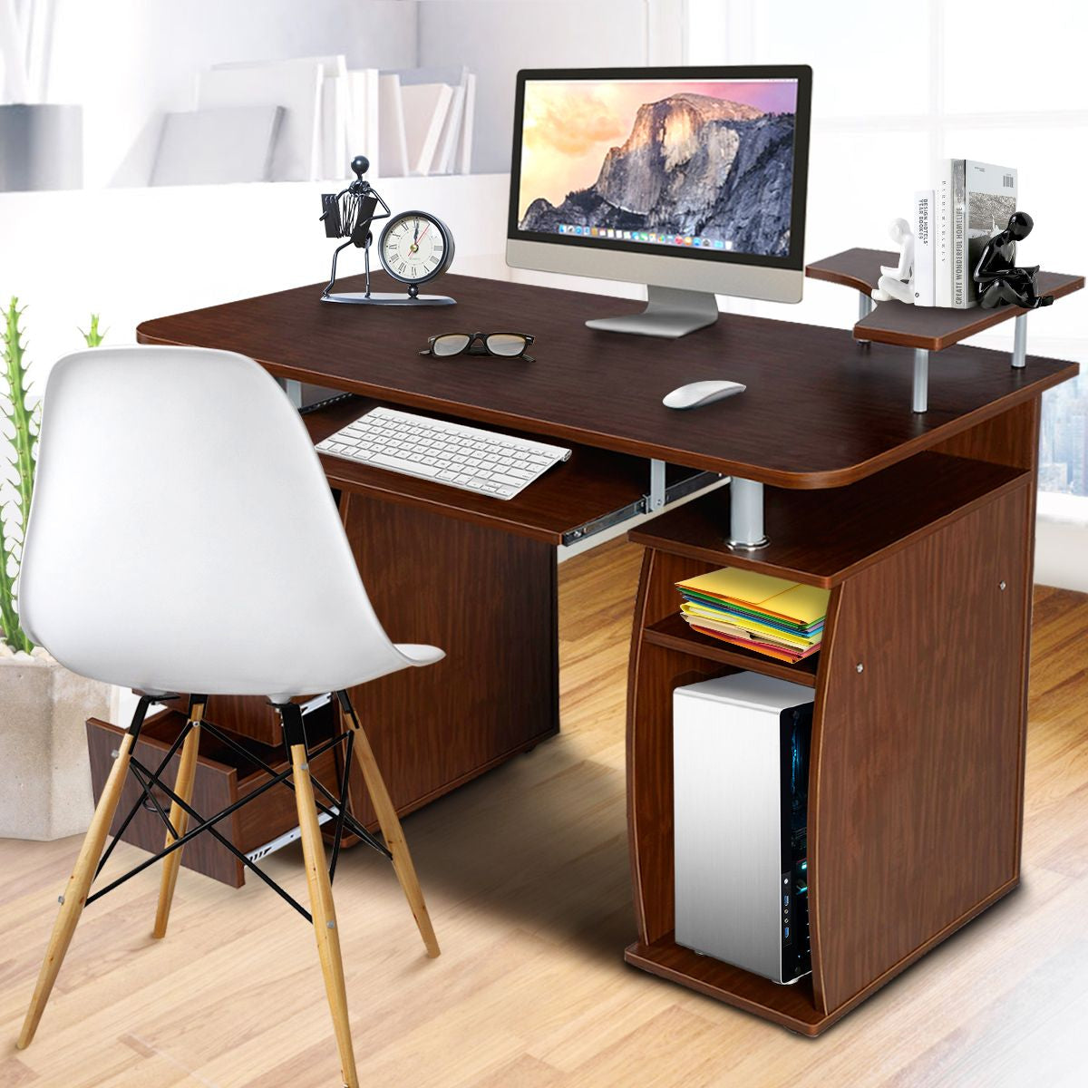Office Workstation with 2 Drawers and Sliding Keyboard Tray
