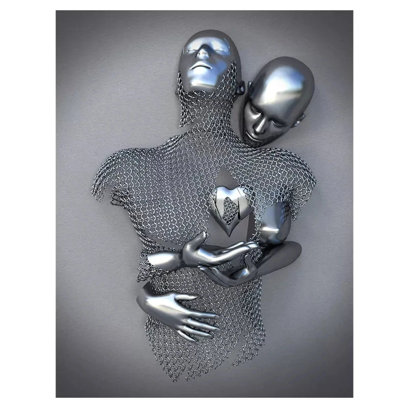 Metal Figure Statue Art Canvas Painting Romantic Abstract Posters and Prints Wall Pictures Modern Living Room Home Decoration