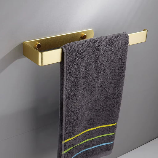 Golden Bathroom Towel Holder Rack Bar Kitchen Roll Paper Hand Towel Hanger Self Adhesive Storage Shelf Home Organizer No Drill
