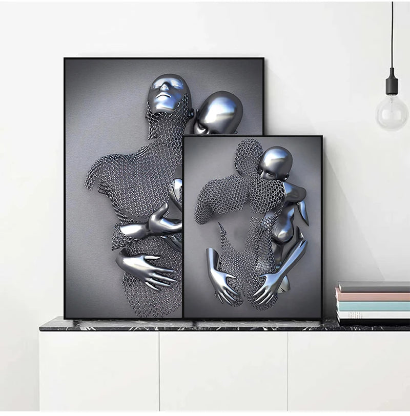 Metal Figure Statue Art Canvas Painting Romantic Abstract Posters and Prints Wall Pictures Modern Living Room Home Decoration