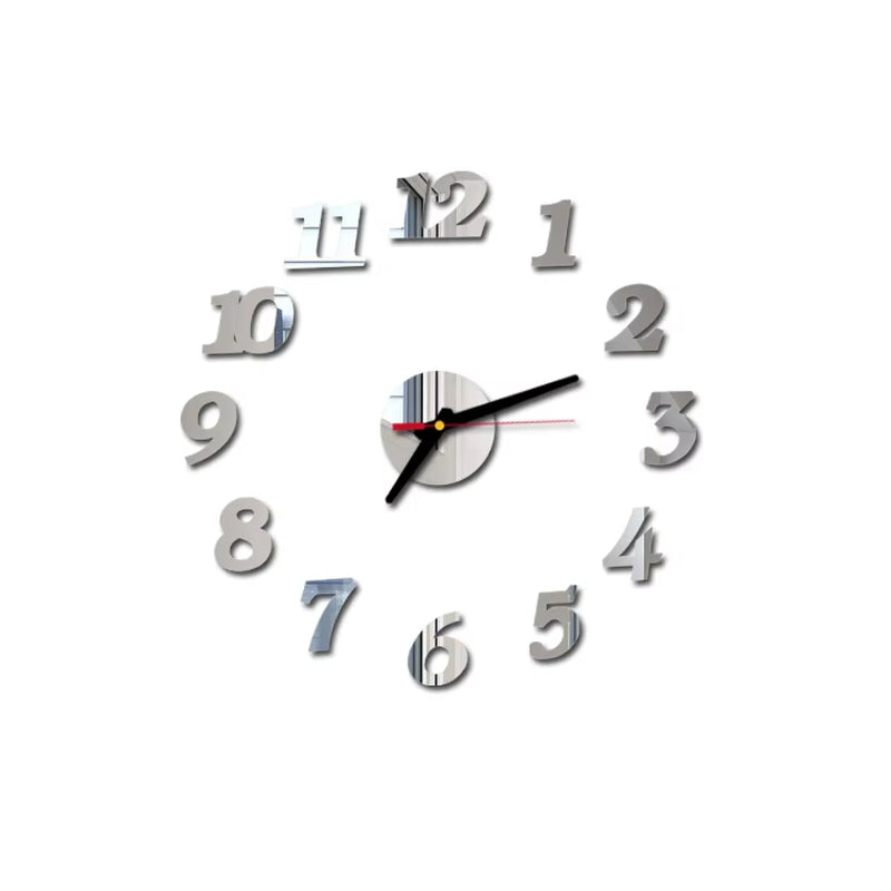 1Set DIY Digital Wall Clock 3D Mirror Surface Sticker Silent Clock Home Office Decor Wall Clock for Bedroom Office