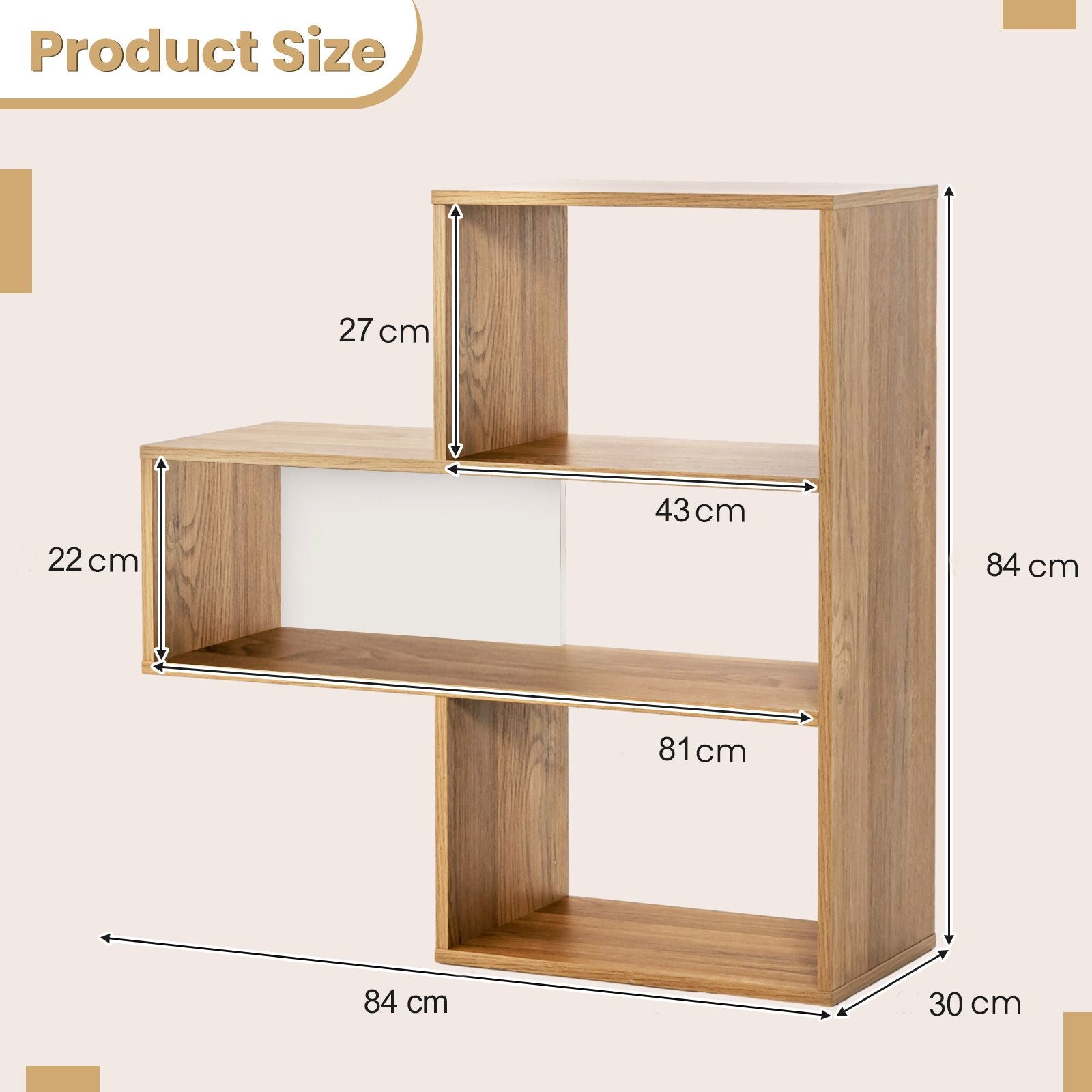 Concave/Convex Bookshelf for Living Room Bedroom Study Office