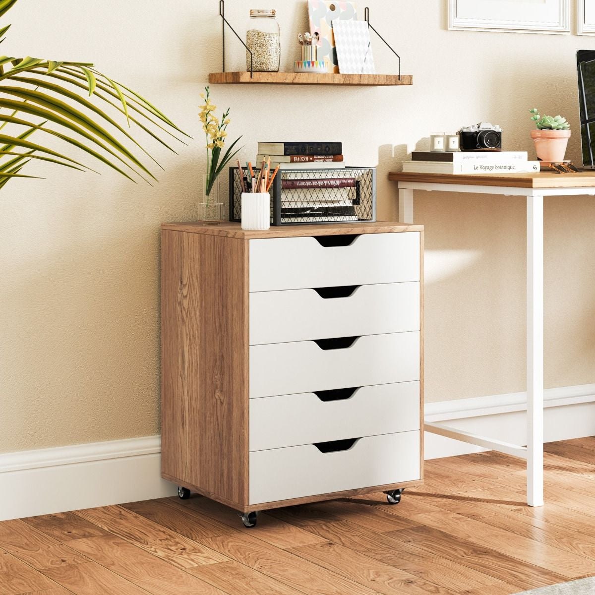 5 Drawer Chest with Wheels for Home and Office