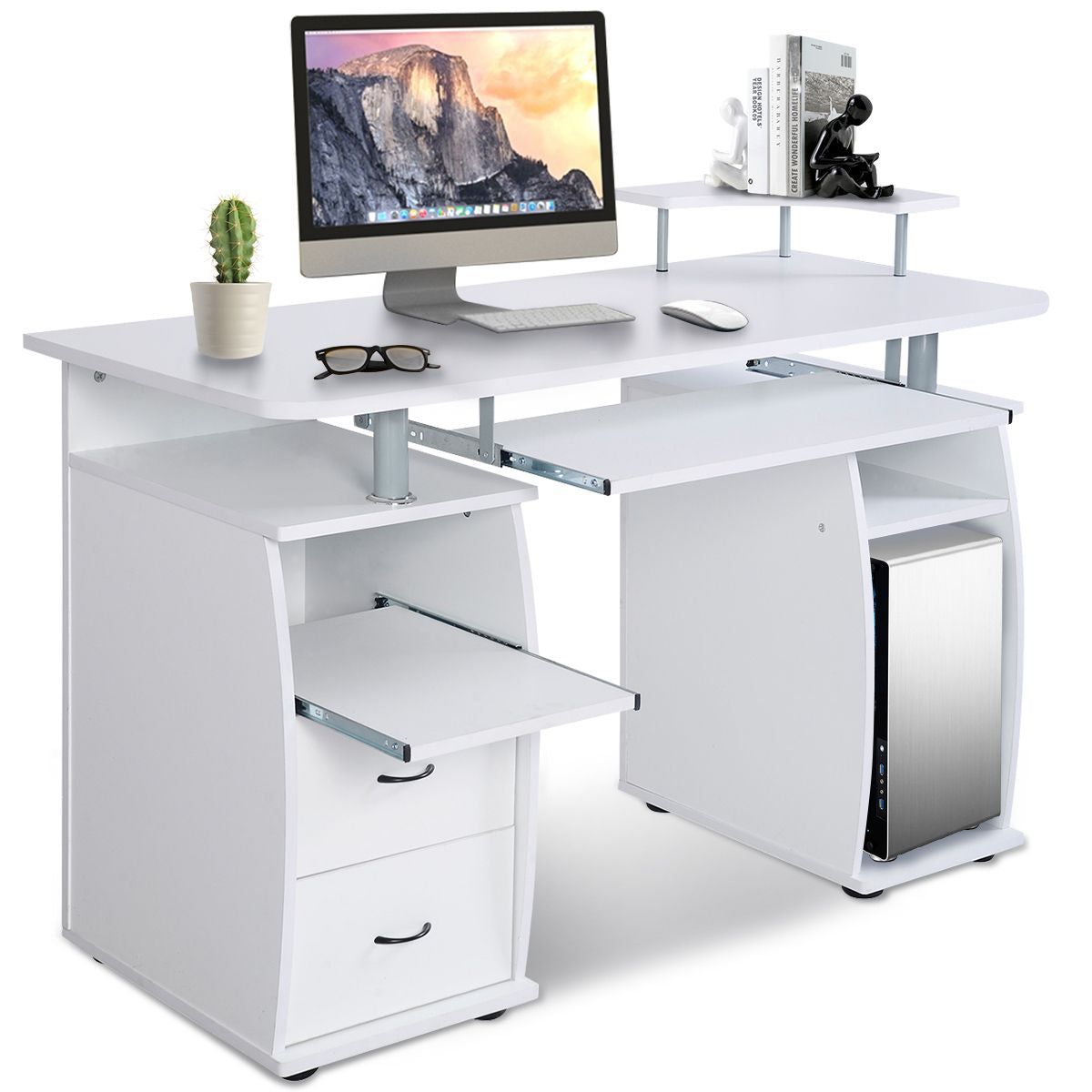 Office Workstation with 2 Drawers and Sliding Keyboard Tray