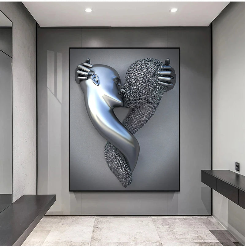 Metal Figure Statue Art Canvas Painting Romantic Abstract Posters and Prints Wall Pictures Modern Living Room Home Decoration