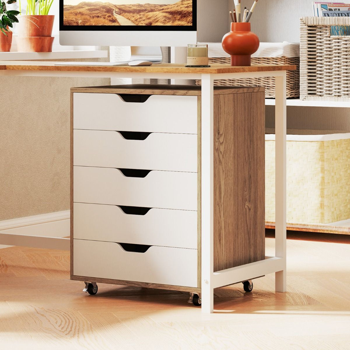 5 Drawer Chest with Wheels for Home and Office
