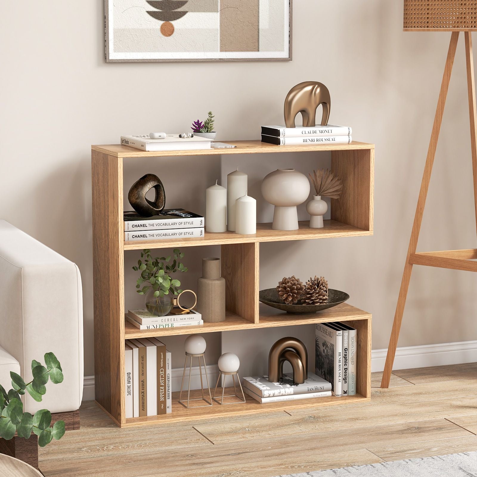 Concave/Convex Bookshelf for Living Room Bedroom Study Office