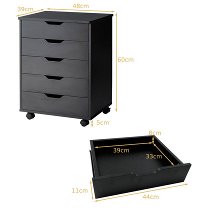 5 Drawer Chest with Wheels for Home and Office