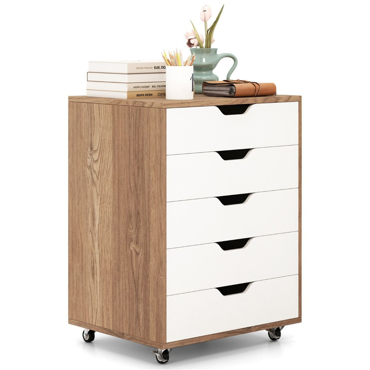5 Drawer Chest with Wheels for Home and Office