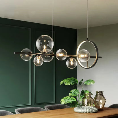 Round Glass Bubbles Chandelier for Living Room Dining Room Kitchen Table Bedroom Modern Glass Ball Pendant Lights Black