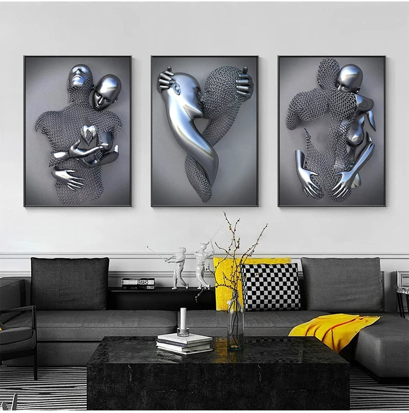 Metal Figure Statue Art Canvas Painting Romantic Abstract Posters and Prints Wall Pictures Modern Living Room Home Decoration