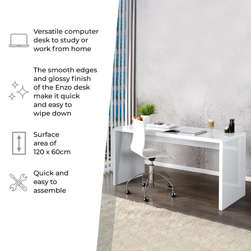 Mackenzie High Gloss Computer Desk - Modern Design Home Office