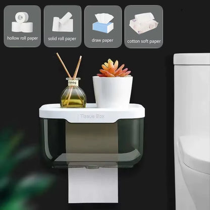 Punch-Free Toilet Paper Box Tissue Box Waterproof Mobile Phone Storage Toilet Paper Storage Rack Tissue Bathroom Supplies