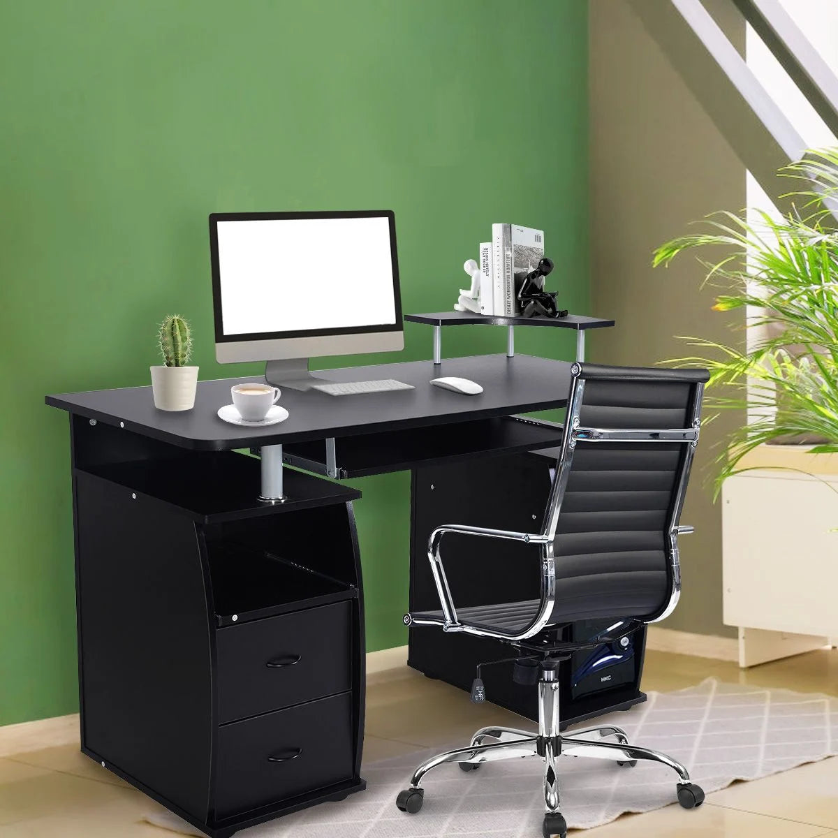 Office Workstation with 2 Drawers and Sliding Keyboard Tray