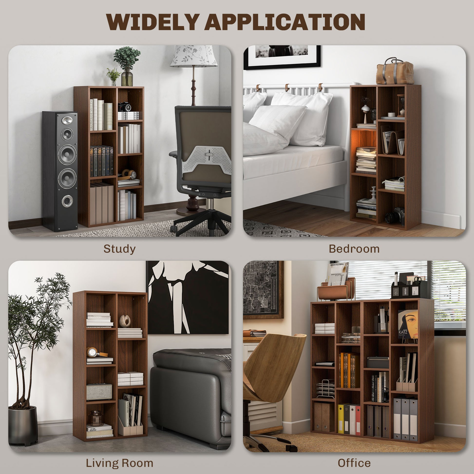 Bookcase Modern Bookshelf Cabinet for Home Office