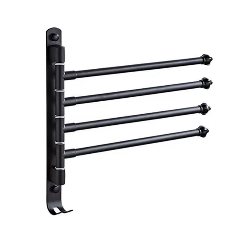 Stainless Steel Bathroom Swivel Towel Bar, Swing Hanger Towel Rack with Hook Space Saving Wall Mount Rotating Towel Rail