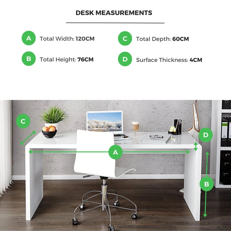 Mackenzie High Gloss Computer Desk - Modern Design Home Office