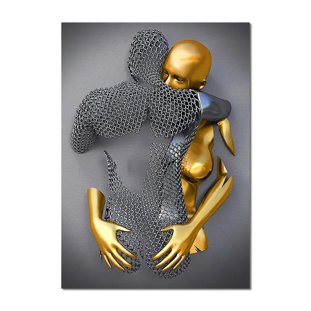 Metal Figure Statue Art Canvas Painting Romantic Abstract Posters and Prints Wall Pictures Modern Living Room Home Decoration