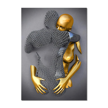 Metal Figure Statue Art Canvas Painting Romantic Abstract Posters and Prints Wall Pictures Modern Living Room Home Decoration