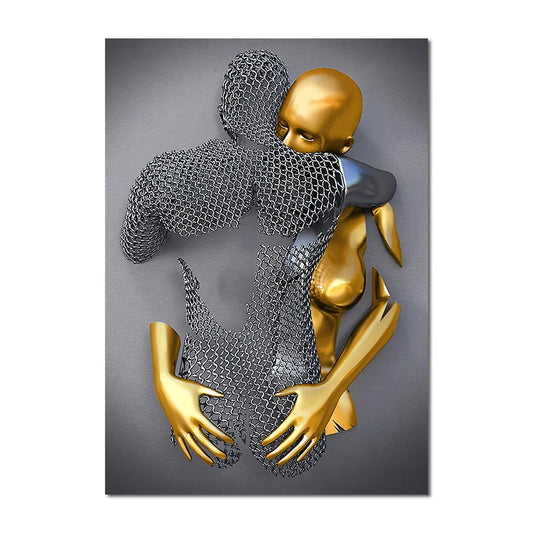 Metal Figure Statue Art Canvas Painting Romantic Abstract Posters and Prints Wall Pictures Modern Living Room Home Decoration