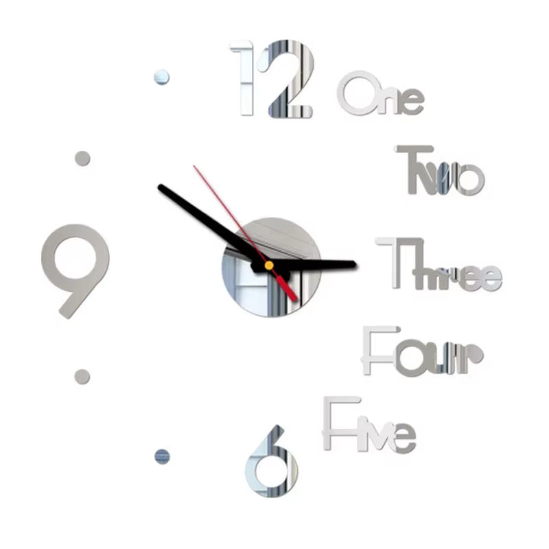 1Set DIY Digital Wall Clock 3D Mirror Surface Sticker Silent Clock Home Office Decor Wall Clock for Bedroom Office
