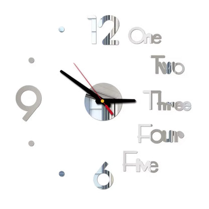 1Set DIY Digital Wall Clock 3D Mirror Surface Sticker Silent Clock Home Office Decor Wall Clock for Bedroom Office